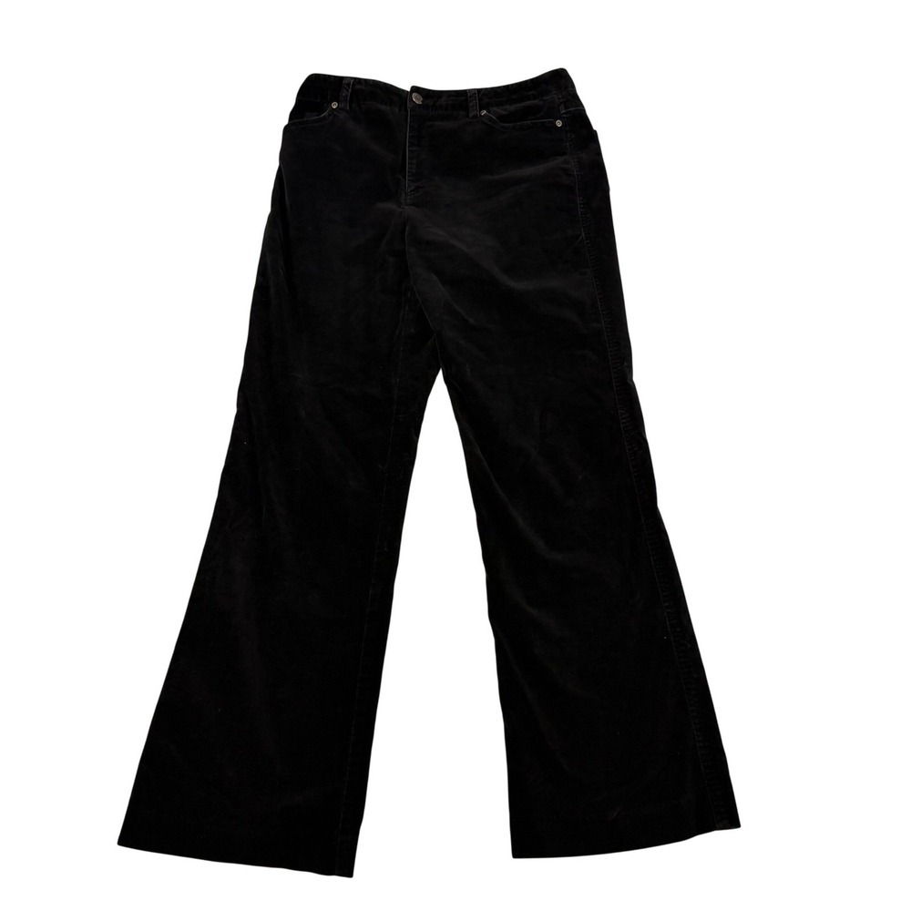 Rafaella Womens Black Corduroy Bootcut Pants Size 8 Stretch Cotton Mid Rise